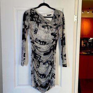 Newspaper print Mini Dress